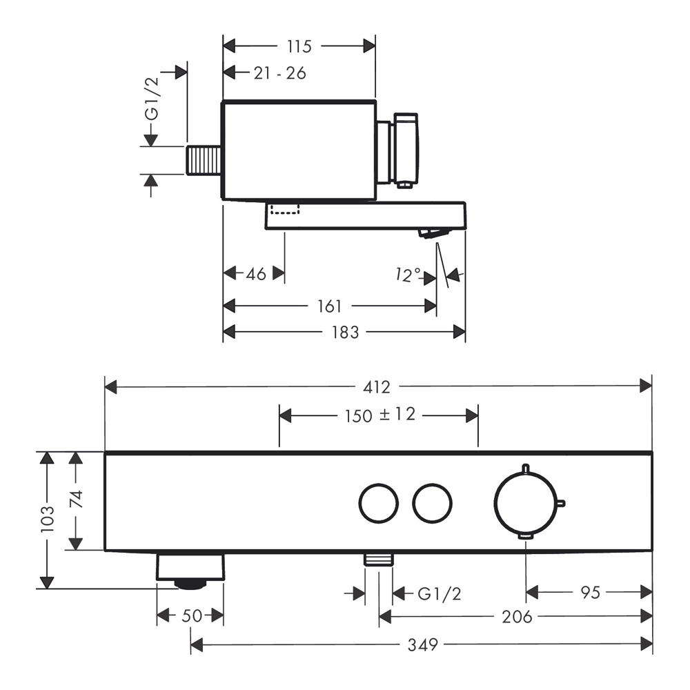 Hansgrohe ShowerTablet Select Термостат для ванны, излив 16,1 см, цвет: матовый черный 24340670