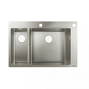 Hansgrohe S71 Кухонная мойка встраиваемая сверху 2 чаши 75,5x50 см, цвет: нержавеющая сталь 43310800