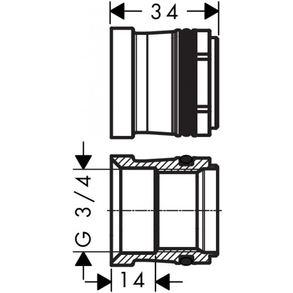 Hansgrohe Комплект адаптеров к эксцентрикам 3/4 дюйма, цвет: хром 02026000