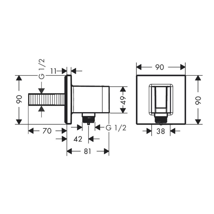 Hansgrohe FixFit E Шланговое подключение с держателем, BBR, цвет: шлифованная бронза 26889140