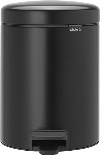 Brabantia NewIcon Мусорное ведро с педалью, нержавеющая сталь на 5л, цвет: черный матовый 112928