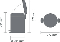 Brabantia NewIcon Мусорное ведро с педалью, нержавеющая сталь на 5л, цвет: стальной полированный 112621