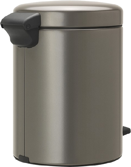 Brabantia NewIcon Мусорное ведро с педалью, нержавеющая сталь на 5л, цвет: платиновый 112683