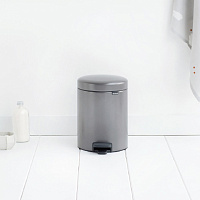 Brabantia NewIcon Мусорное ведро с педалью, нержавеющая сталь на 5л, цвет: платиновый 112683