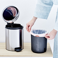 Brabantia NewIcon Мусорное ведро с педалью, нержавеющая сталь на 5л, цвет: стальной матовый FPP 112102