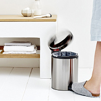 Brabantia NewIcon Мусорное ведро с педалью, нержавеющая сталь на 5л, цвет: стальной матовый FPP 112102