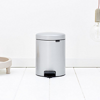 Brabantia NewIcon Мусорное ведро с педалью, нержавеющая сталь на 5л, цвет: серый металлик 112904