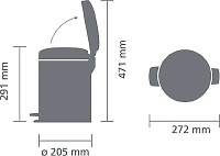 Brabantia NewIcon Мусорное ведро с педалью, нержавеющая сталь на 5л, цвет: белый 112065