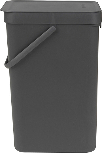 Brabantia Sort&Go Мусорное ведро с крышкой, пластик на 16л, цвет: серый 109966
