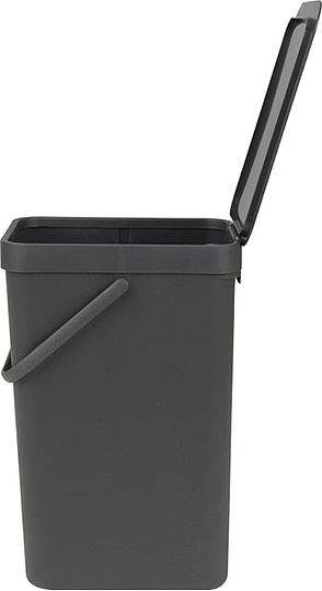 Brabantia Sort&Go Мусорное ведро с крышкой, пластик на 16л, цвет: серый 109966