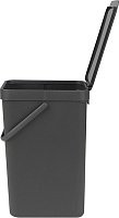 Brabantia Sort&Go Мусорное ведро с крышкой, пластик на 16л, цвет: серый 109966