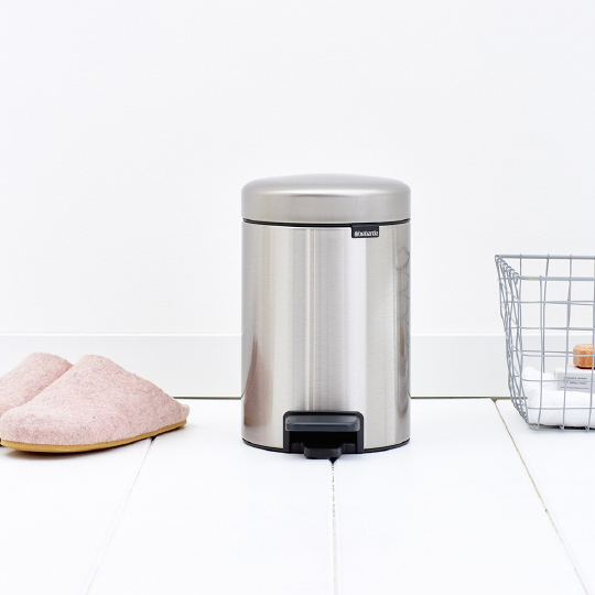 Brabantia NewIcon Мусорное ведро с педалью, нержавеющая сталь на 3л, цвет: стальной матовый 113222