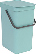 Brabantia Sort&Go Мусорное ведро с крышкой, пластик на 12л, цвет: мятный 109744