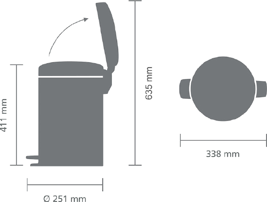 Brabantia NewIcon Мусорное ведро с педалью, нержавеющая сталь на 12л, цвет: белый 111969