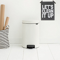 Brabantia NewIcon Мусорное ведро с педалью, нержавеющая сталь на 12л, цвет: белый 111969