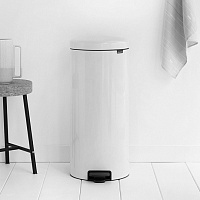 Brabantia NewIcon Мусорное ведро с педалью, нержавеющая сталь на 30л, цвет: белый 111785