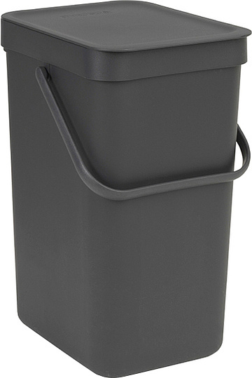 Brabantia Sort&Go Мусорное ведро с крышкой, пластик на 12л, цвет: серый 109805