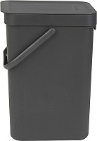 Brabantia Sort&Go Мусорное ведро с крышкой, пластик на 12л, цвет: серый 109805