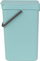 Brabantia Sort&Go Мусорное ведро с крышкой, пластик на 16л, цвет: мятный 109843
