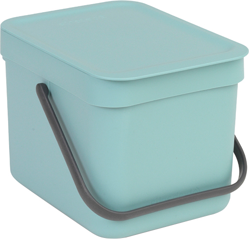Brabantia Sort&Go Мусорное ведро с крышкой, пластик на 6л, цвет: мятный 109645