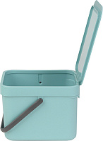 Brabantia Sort&Go Мусорное ведро с крышкой, пластик на 6л, цвет: мятный 109645