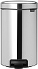 Brabantia NewIcon Мусорное ведро с педалью, нержавеющая сталь на 12л, цвет: стальной полированный 113581