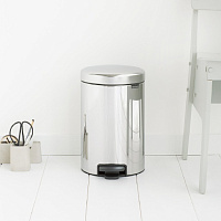Brabantia NewIcon Мусорное ведро с педалью, нержавеющая сталь на 12л, цвет: стальной полированный 113581