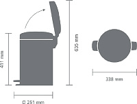 Brabantia NewIcon Мусорное ведро с педалью, нержавеющая сталь на 12л, цвет: стальной полированный 113581