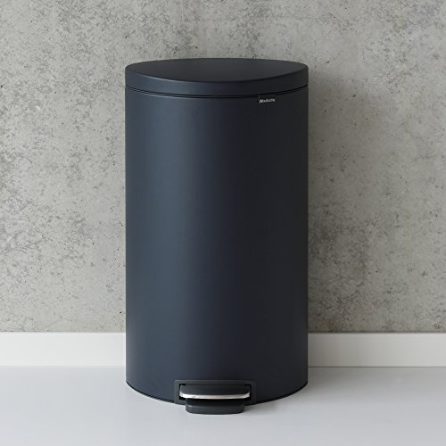 Brabantia FlatBack Мусорное ведро с педалью, нержавеющая сталь на 30л, цвет: минерально-синий 103940