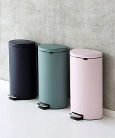 Brabantia FlatBack Мусорное ведро с педалью, нержавеющая сталь на 30л, цвет: минерально-мятный 103964