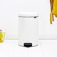 Brabantia NewIcon Мусорное ведро с педалью, нержавеющая сталь на 20л, цвет: белый 111846