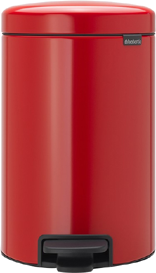 Brabantia NewIcon Мусорное ведро с педалью, нержавеющая сталь на 12л, цвет: пламенно-красный 112003