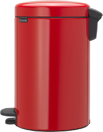Brabantia NewIcon Мусорное ведро с педалью, нержавеющая сталь на 12л, цвет: пламенно-красный 112003