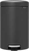 Brabantia NewIcon Мусорное ведро с педалью, нержавеющая сталь на 12л, цвет: минерально-графитовый 113802