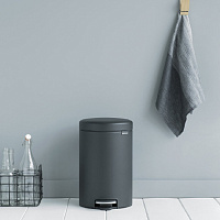 Brabantia NewIcon Мусорное ведро с педалью, нержавеющая сталь на 12л, цвет: минерально-графитовый 113802