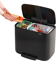 Brabantia Pedal Bin Bo Мусорное ведро с педалью, нержавеющая сталь на 34л, цвет: черный матовый 121227