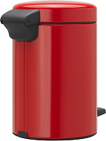 Brabantia NewIcon Мусорное ведро с педалью, нержавеющая сталь на 3л, цвет: пламенно-красный 112140