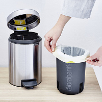 Brabantia NewIcon Мусорное ведро с педалью, нержавеющая сталь на 3л, цвет: стальной матовый FPP 112164