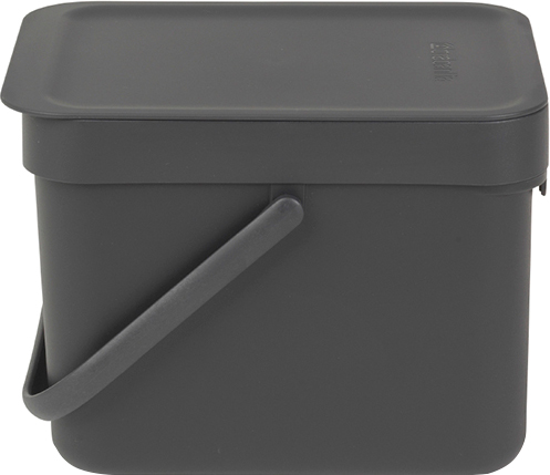 Brabantia Sort&Go Мусорное ведро с крышкой, пластик на 6л, цвет: серый 109720
