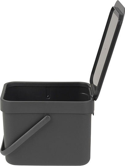 Brabantia Sort&Go Мусорное ведро с крышкой, пластик на 6л, цвет: серый 109720