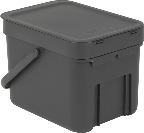 Brabantia Sort&Go Мусорное ведро с крышкой, пластик на 6л, цвет: серый 109720