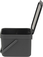 Brabantia Sort&Go Мусорное ведро с крышкой, пластик на 6л, цвет: серый 109720