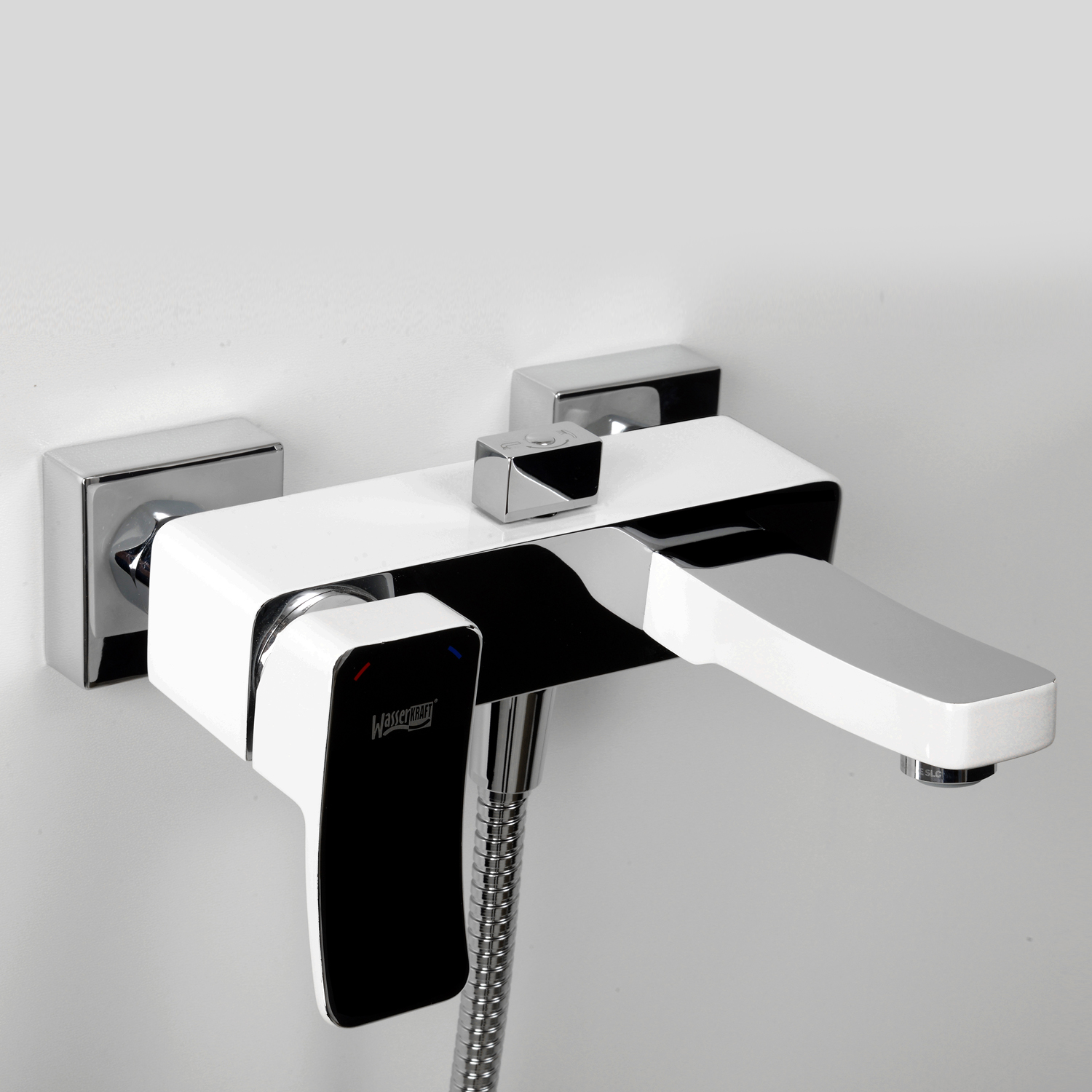 Wasserkraft Aller 1060 Смеситель для ванны с ручным душем, настенный, цвет: белый Soft-touch 1061W