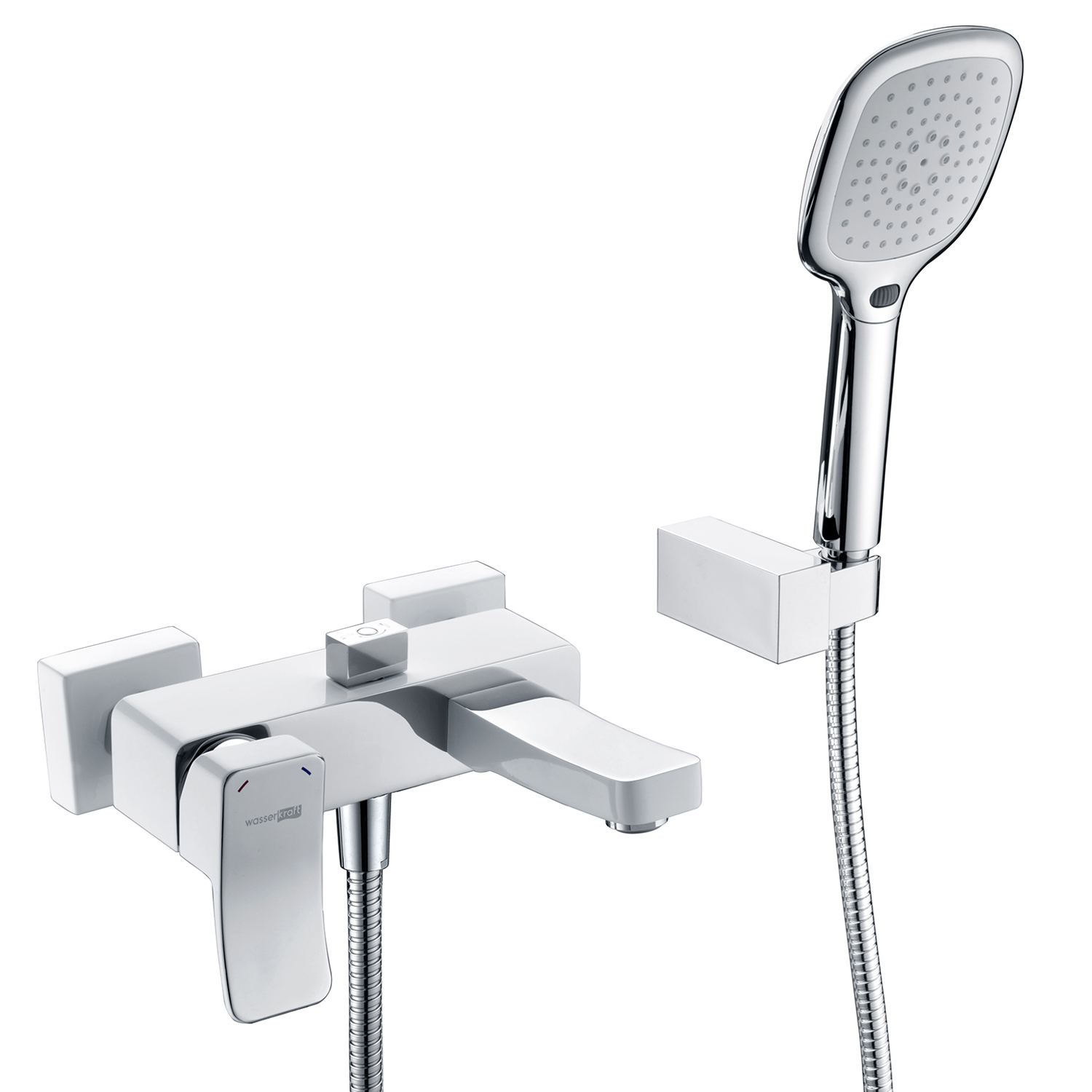 Wasserkraft Aller 1060 Смеситель для ванны с ручным душем, настенный, цвет: белый Soft-touch 1061W