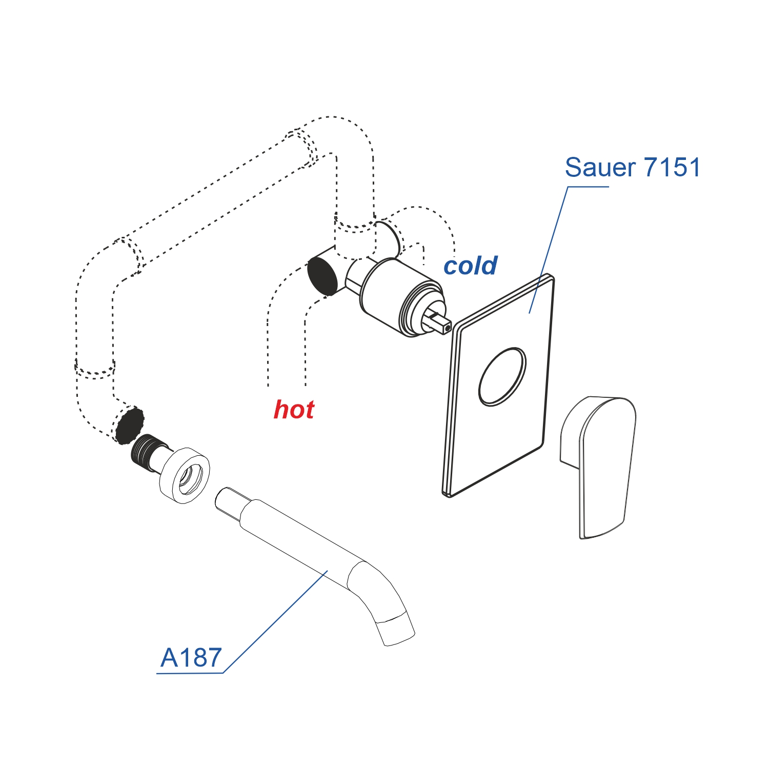 Wasserkraft Sauer Смеситель для раковины: внешняя и внутренняя часть, излив, цвет: глянцевое золото A71573