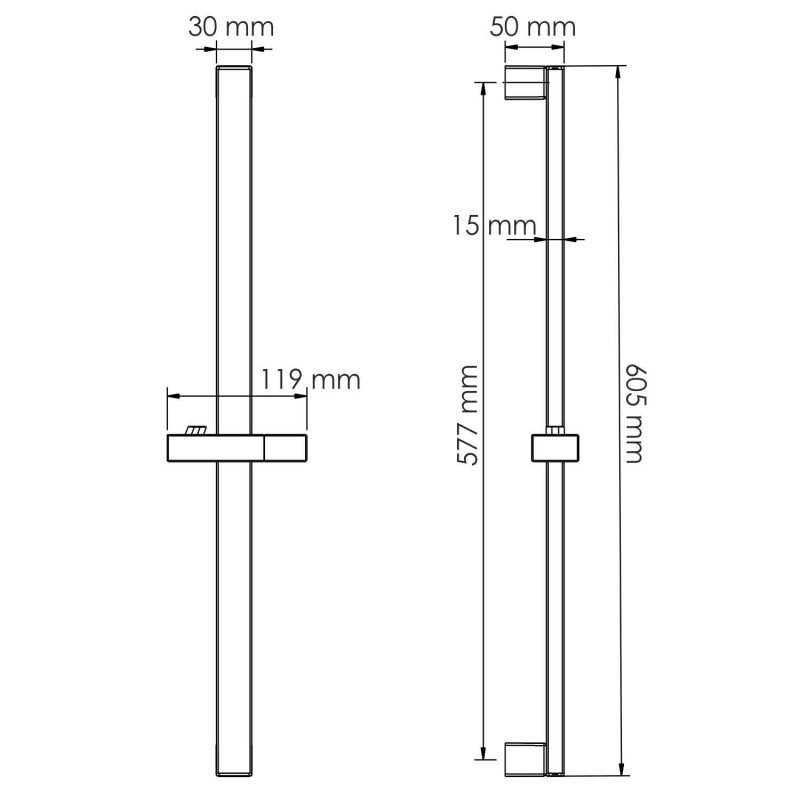 Wasserkraft Душевая штанга 60 см, цвет: золото A323