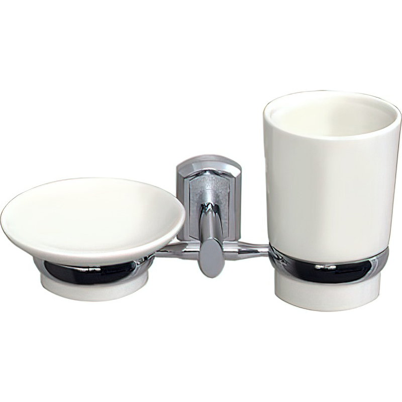 Wasserkraft Мыльница со стаканом, керамическая чаша, подвесная, цвет: хром K-28126