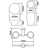 Wasserkraft Мыльница со стаканом, керамическая чаша, подвесная, цвет: хром K-24226