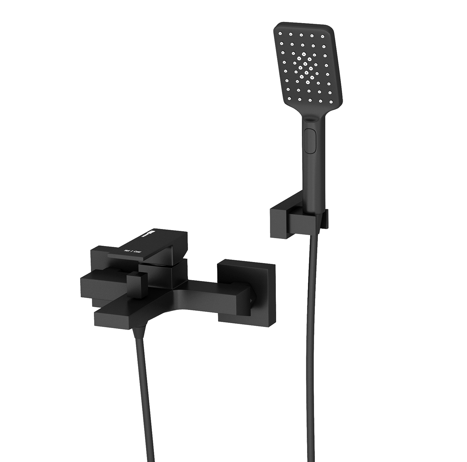 Wasserkraft Abens 2000 Смеситель для ванны с ручным душем и держателем, цвет: черный Soft-touch 2001