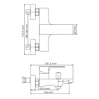 Wasserkraft Abens 2000 Смеситель для ванны с ручным душем и держателем, цвет: черный Soft-touch 2001
